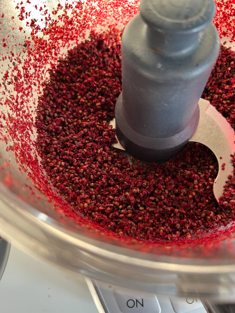 Wild Sumac Spice In Food Processor